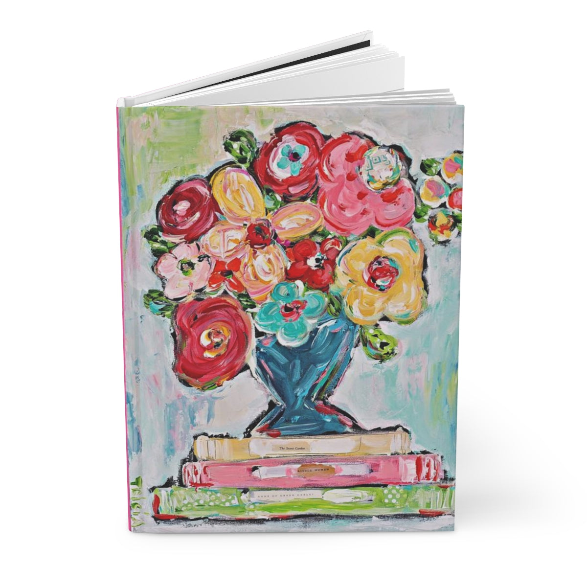 Flowers and Books Hardcover Journal