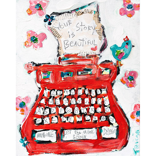 Red Typewriter Print